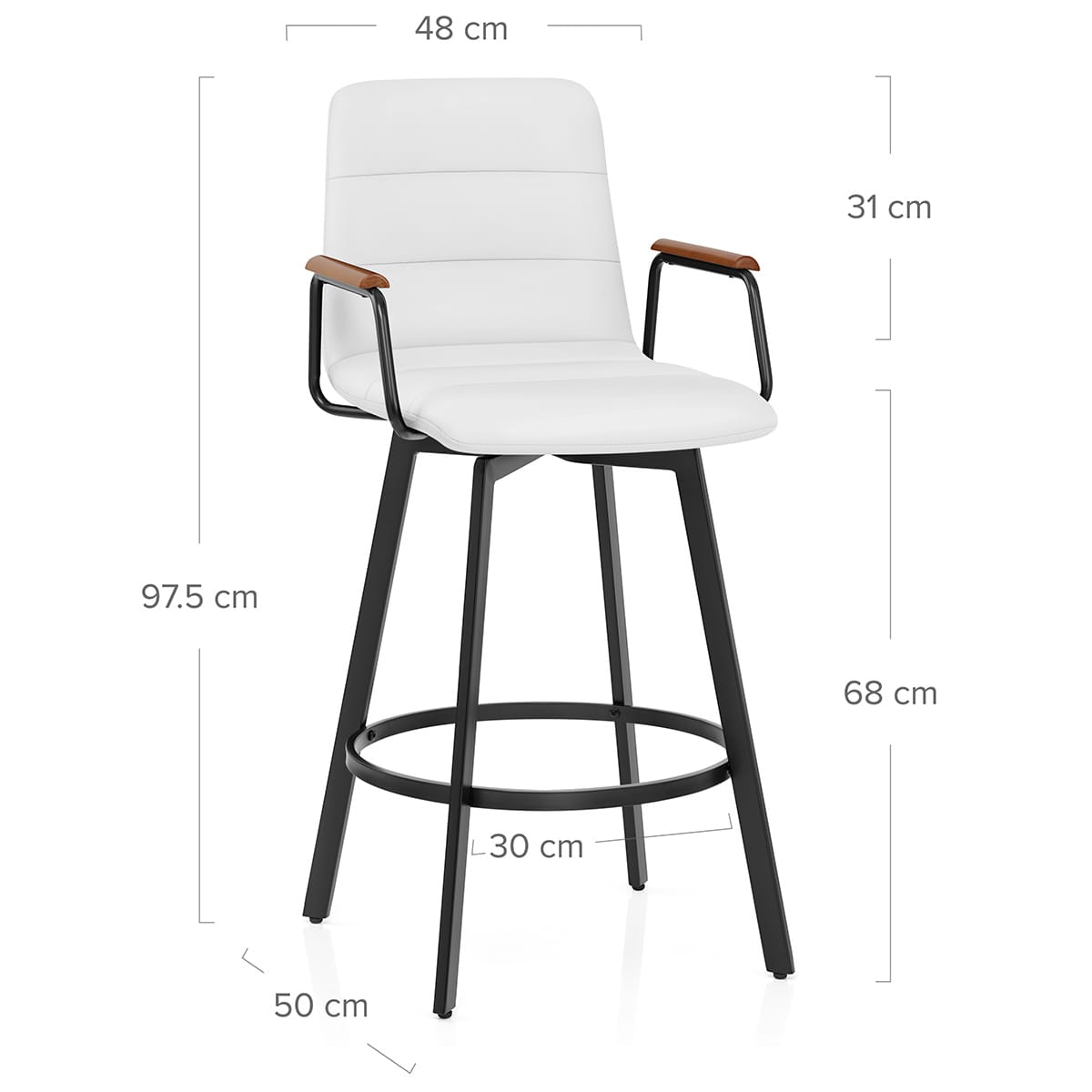 Tabouret Faux Cuir Bois - Marco Blanc