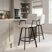 Tabouret Faux Cuir Bois - Marco Blanc