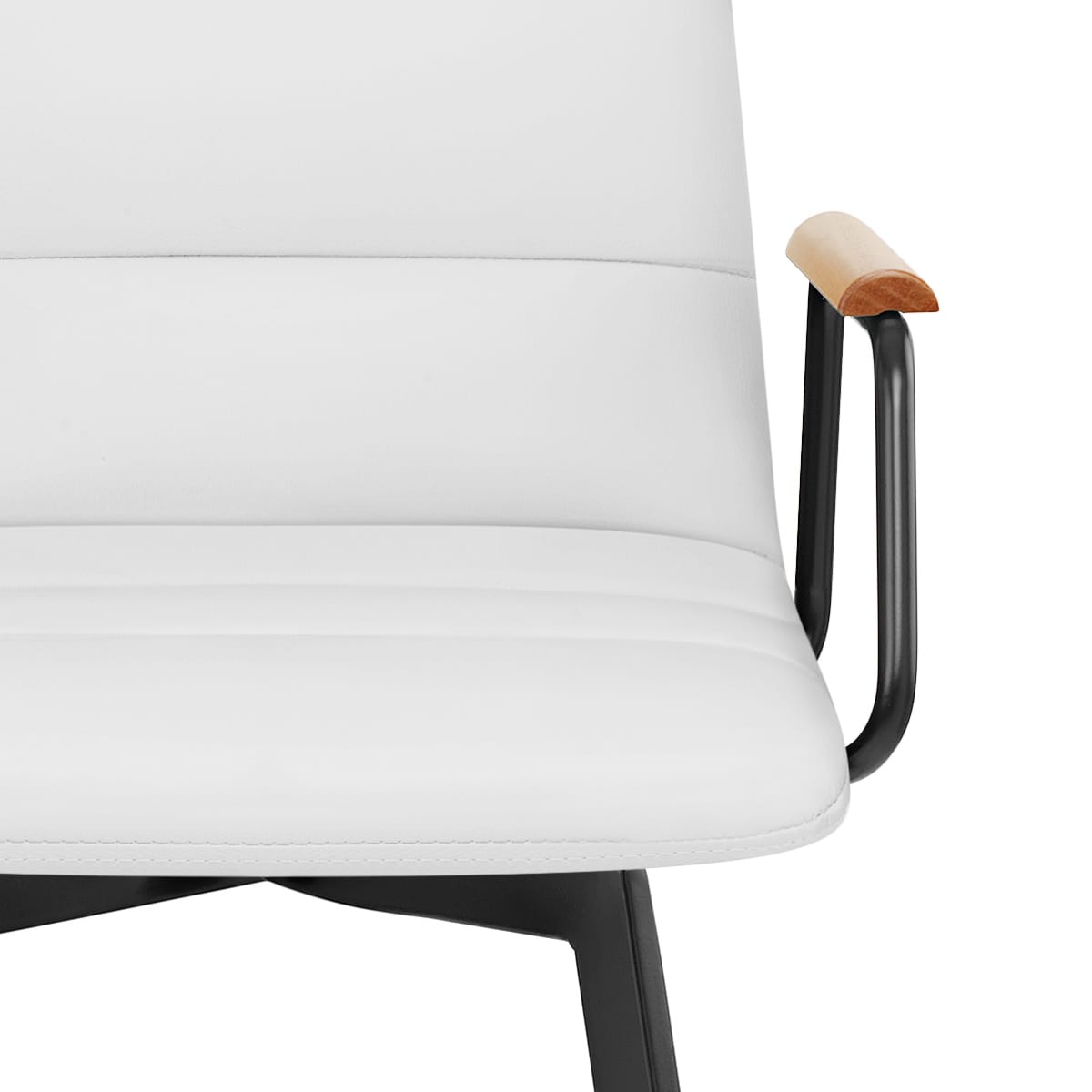 Tabouret Faux Cuir Bois - Marco Blanc