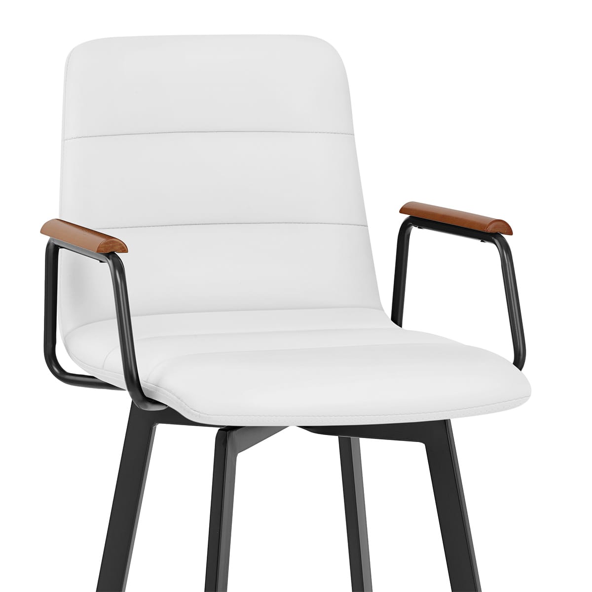 Tabouret Faux Cuir Bois - Marco Blanc