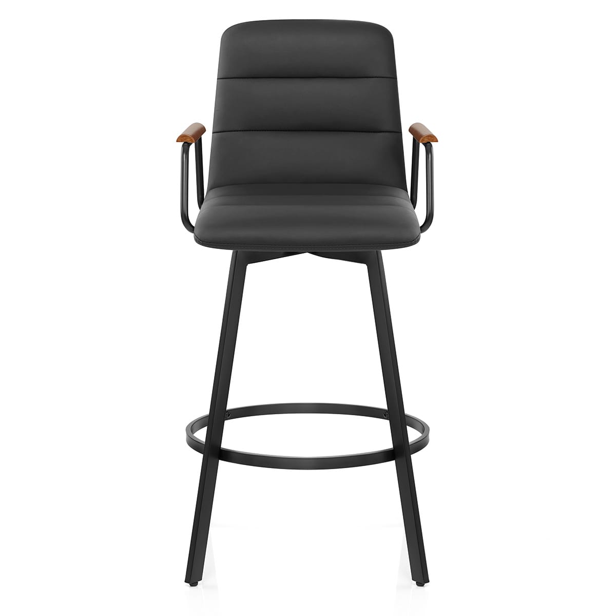 Tabouret Faux Cuir Bois - Marco Noir