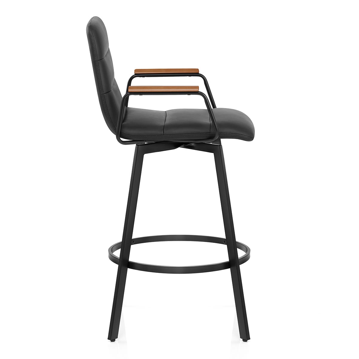 Tabouret Faux Cuir Bois - Marco Noir