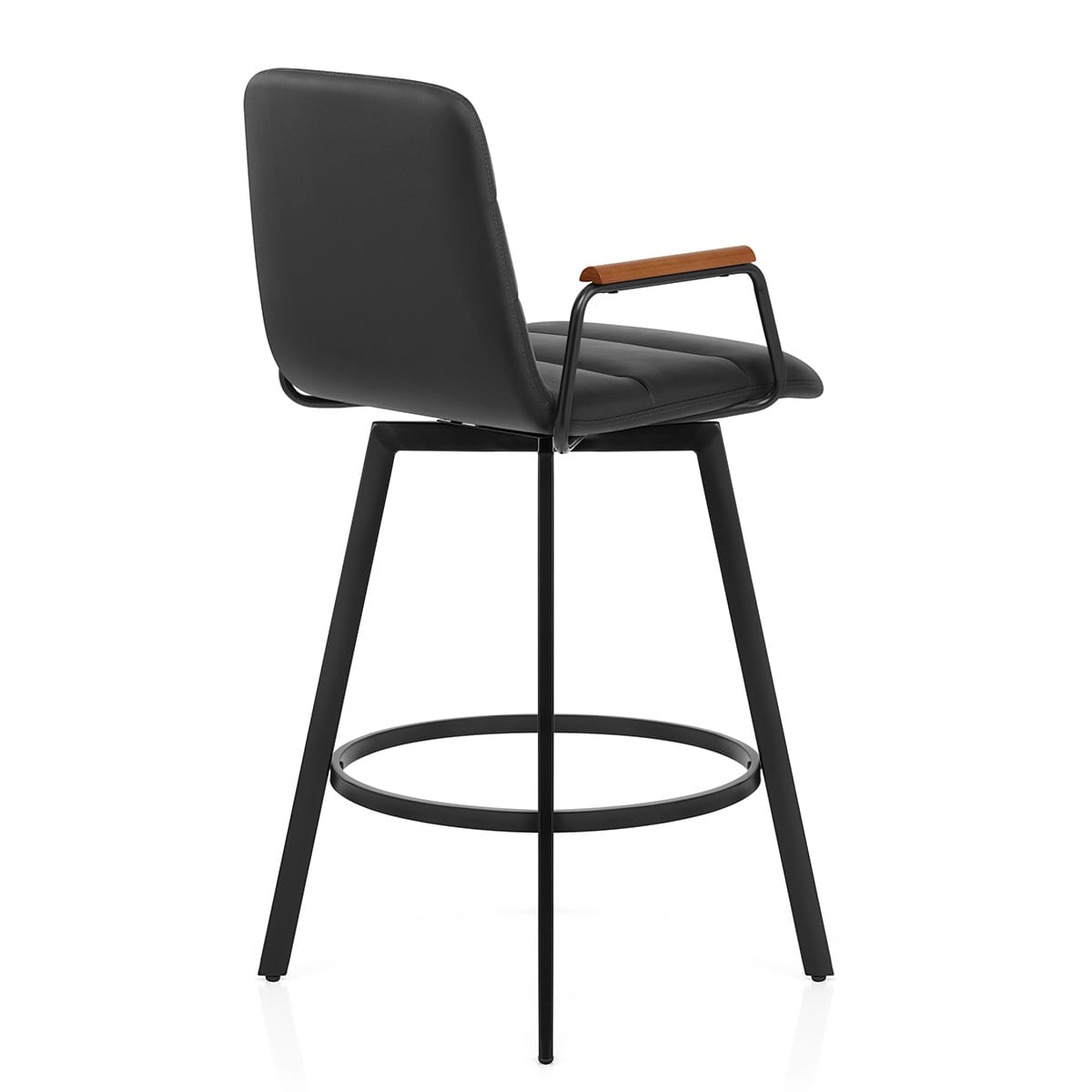 Tabouret Faux Cuir Bois - Marco Noir