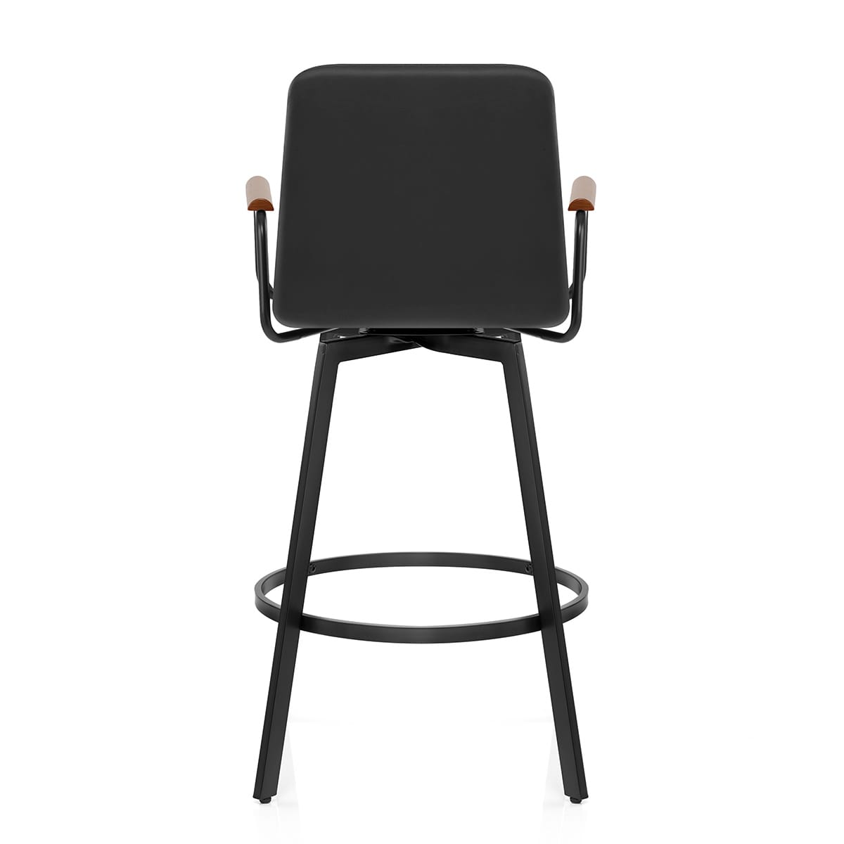 Tabouret Faux Cuir Bois - Marco Noir