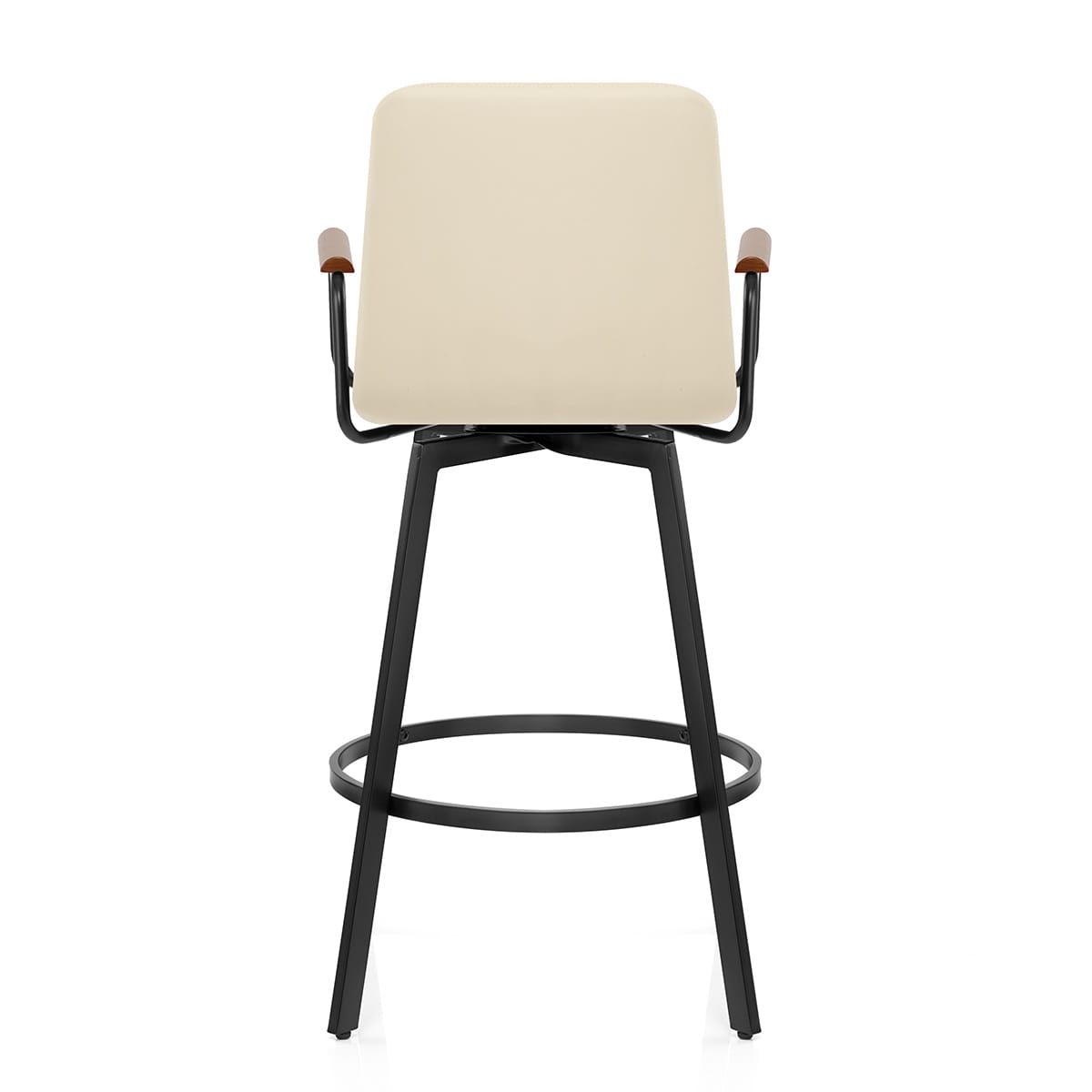 Tabouret Faux Cuir Bois - Marco Crème