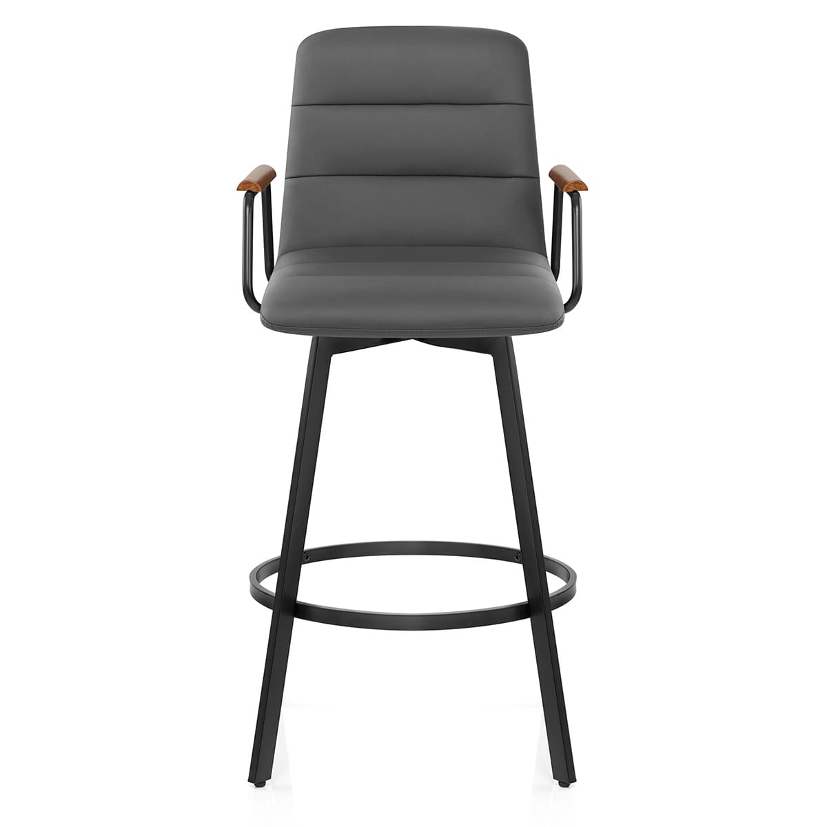 Tabouret Faux Cuir Bois - Marco Gris