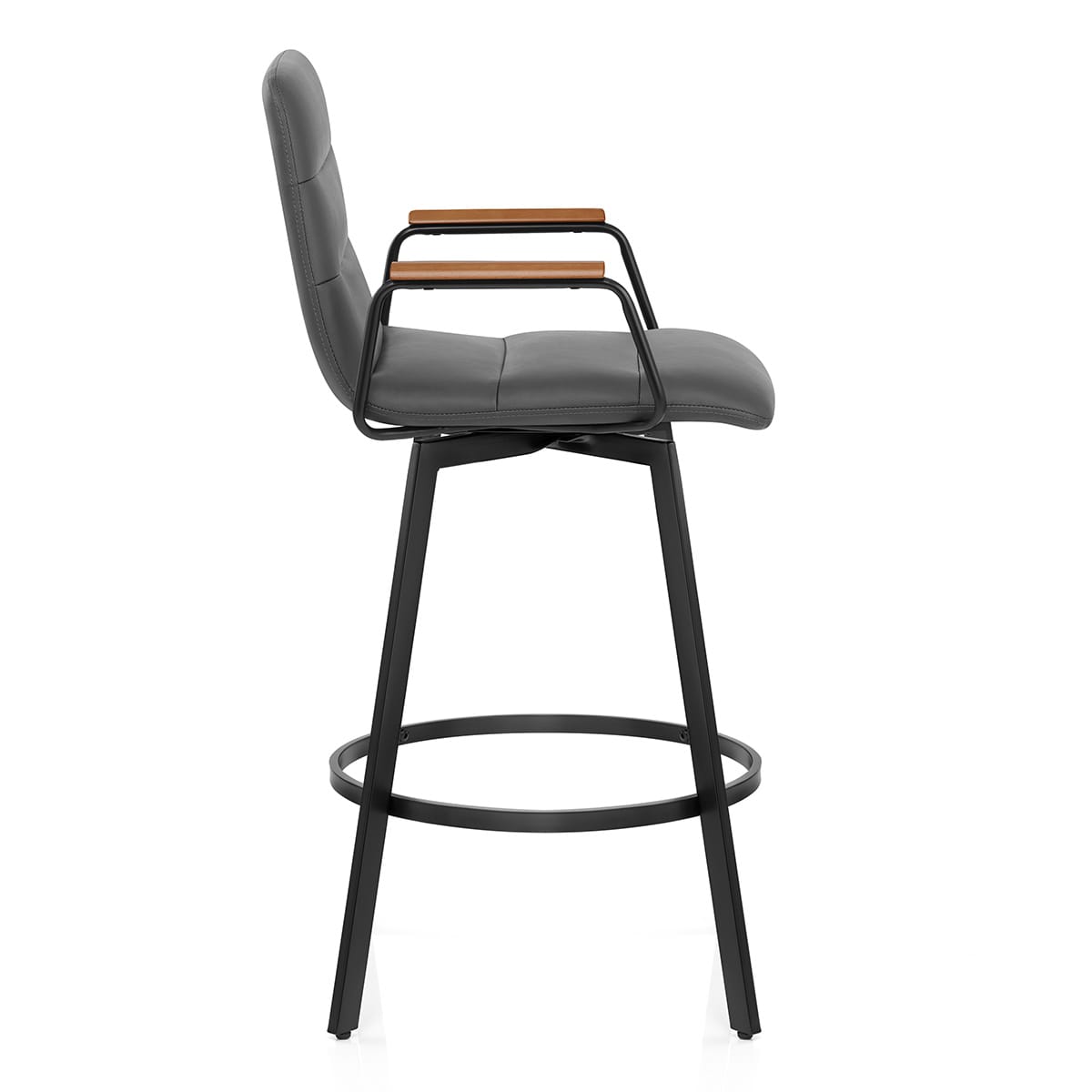 Tabouret Faux Cuir Bois - Marco Gris