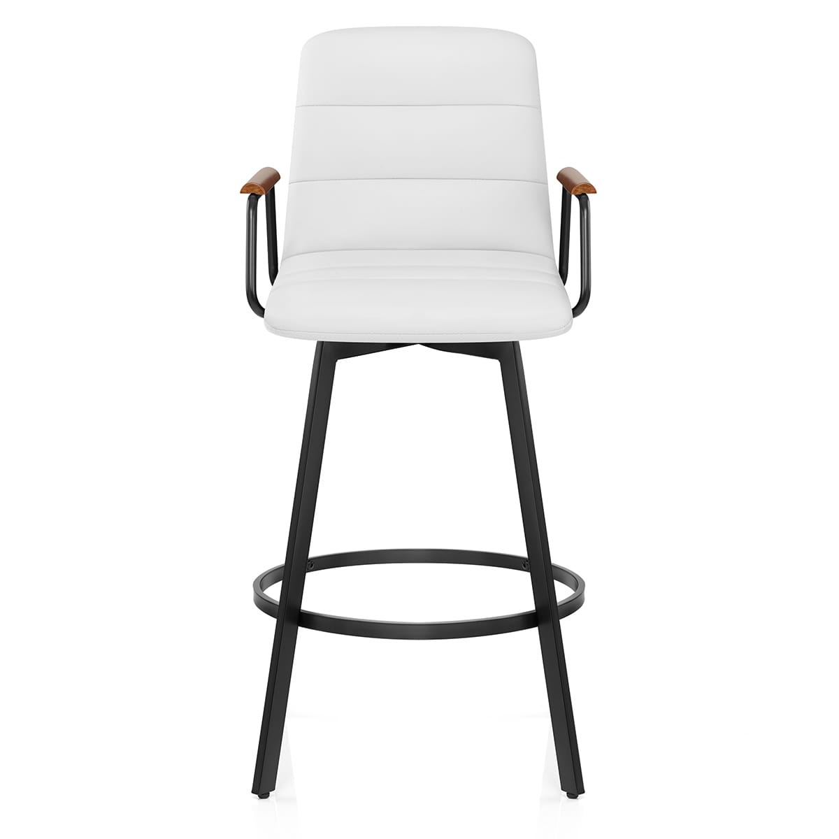 Tabouret Faux Cuir Bois - Marco Blanc