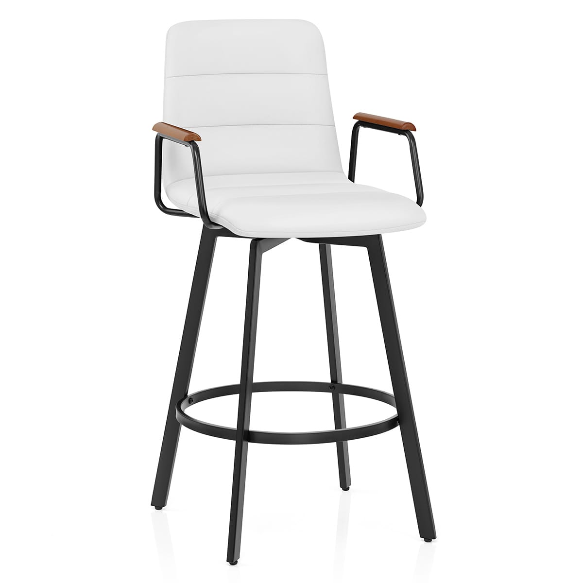 Tabouret Faux Cuir Bois - Marco Blanc