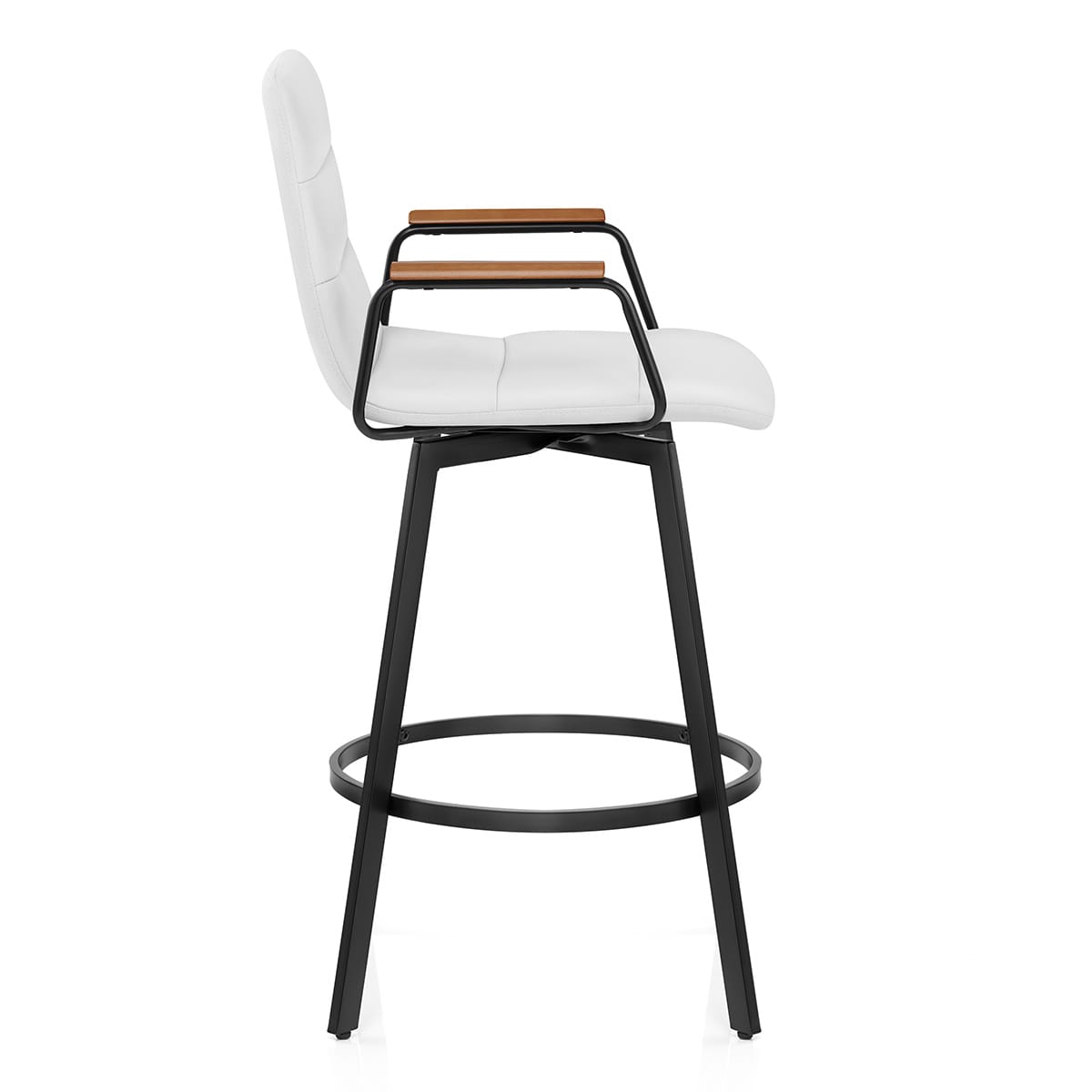 Tabouret Faux Cuir Bois - Marco Blanc