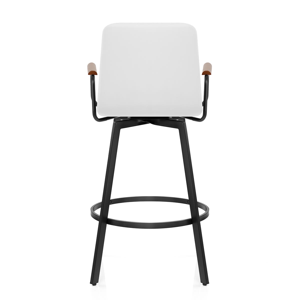 Tabouret Faux Cuir Bois - Marco Blanc