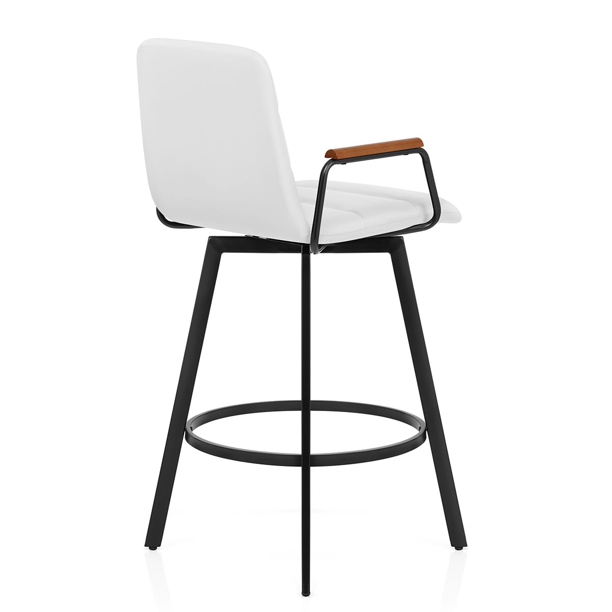 Tabouret Faux Cuir Bois - Marco Blanc