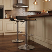 Tabouret Faux Cuir Chrome Brossé - Mars Noir 