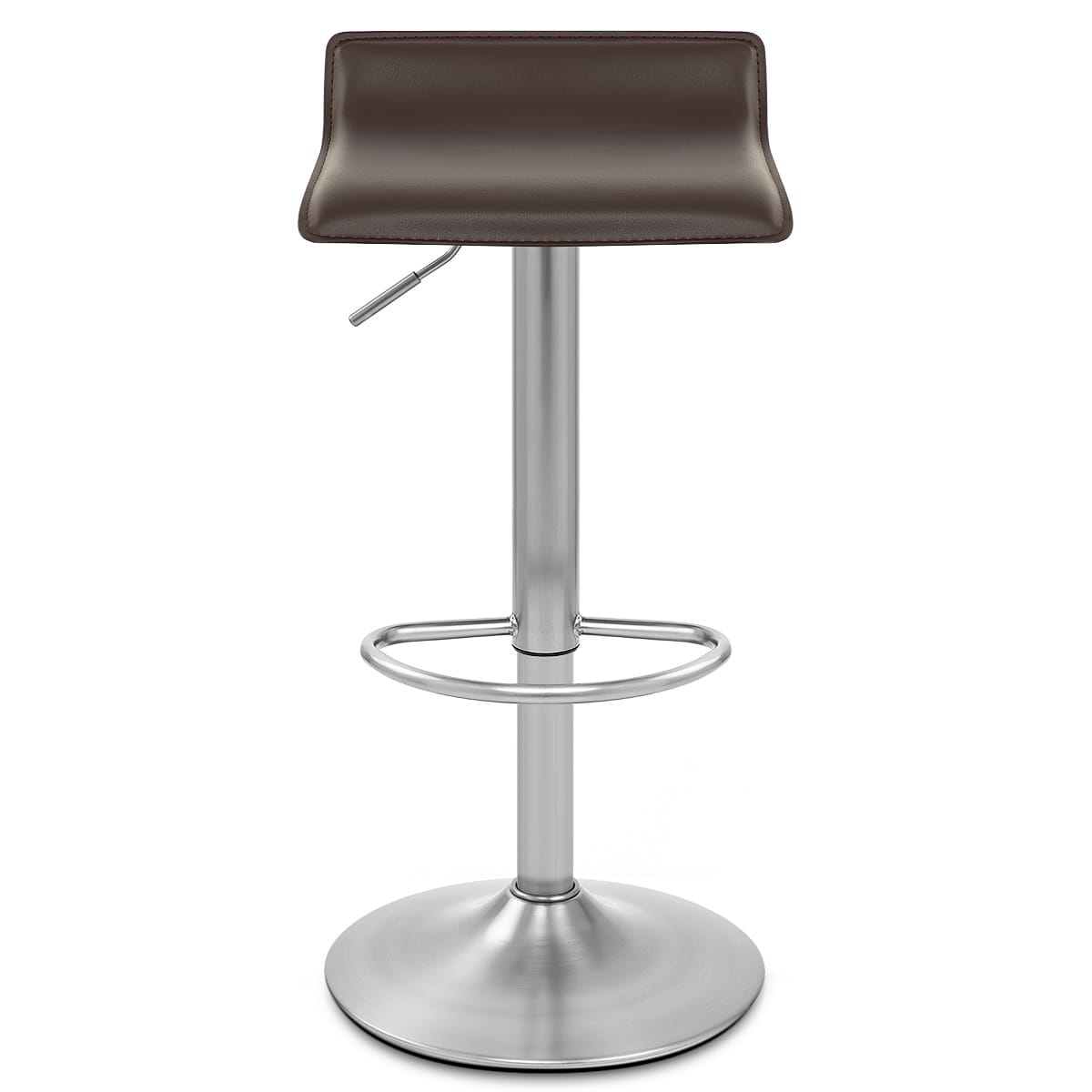 Tabouret Faux Cuir Chrome Brossé - Mars Marron 