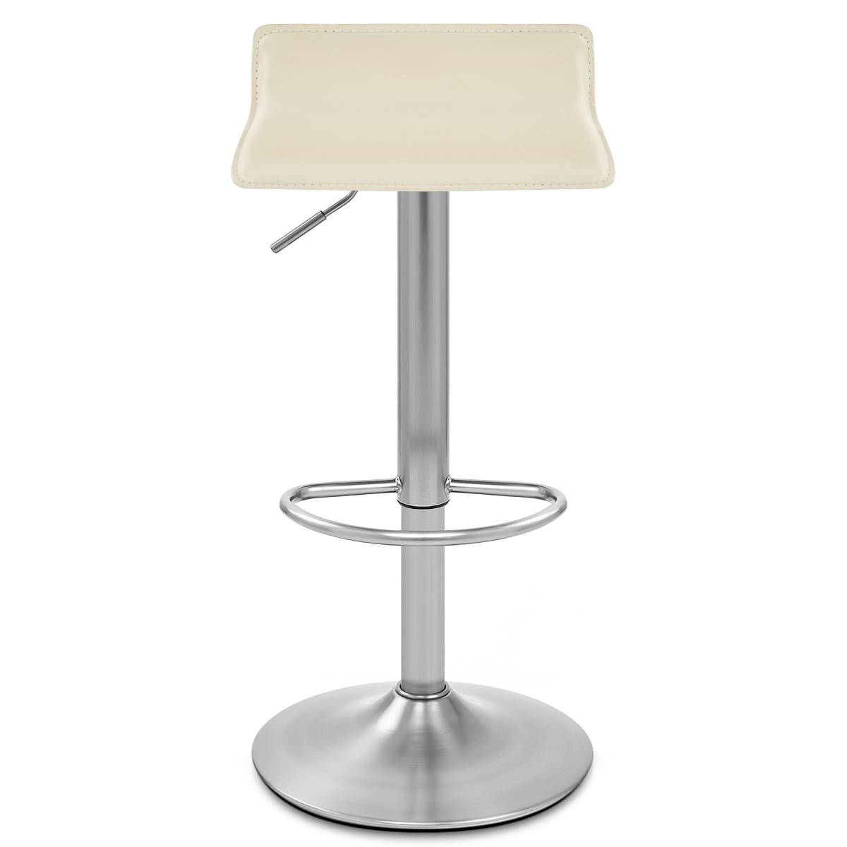 Tabouret Faux Cuir Chrome Brossé - Mars Crème 
