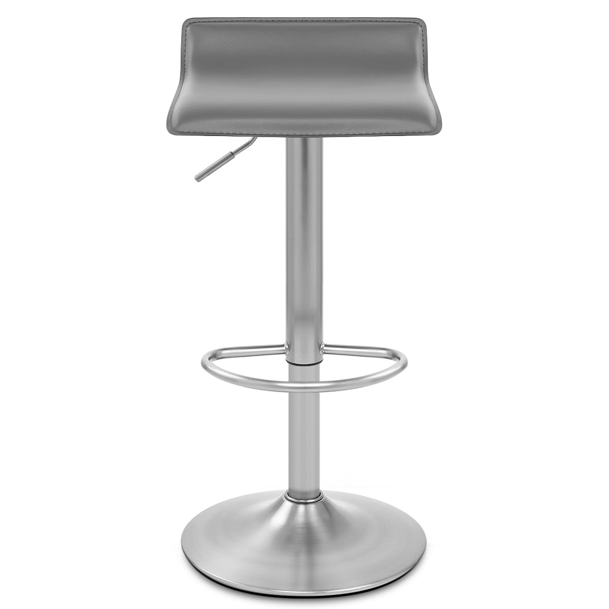 Tabouret Faux Cuir Chrome Brossé - Mars Gris 
