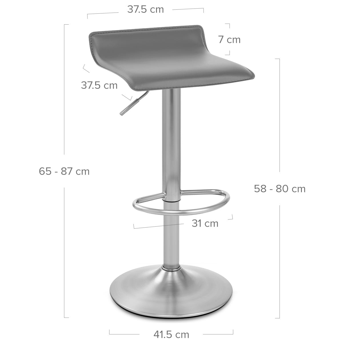 Mars Brushed Steel Bar Stool Grey