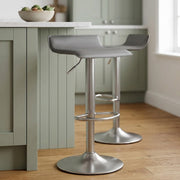 Tabouret Faux Cuir Chrome Brossé - Mars Gris 