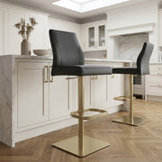 Tabouret de Bar Doré Cuir Véritable - Martello Noir