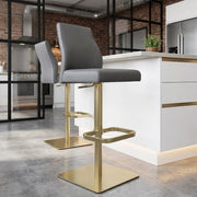 Martello Real Leather Gold Stool Grey