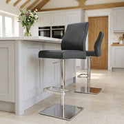 Chaise de Bar Cuir Chrome - Martello Noir 