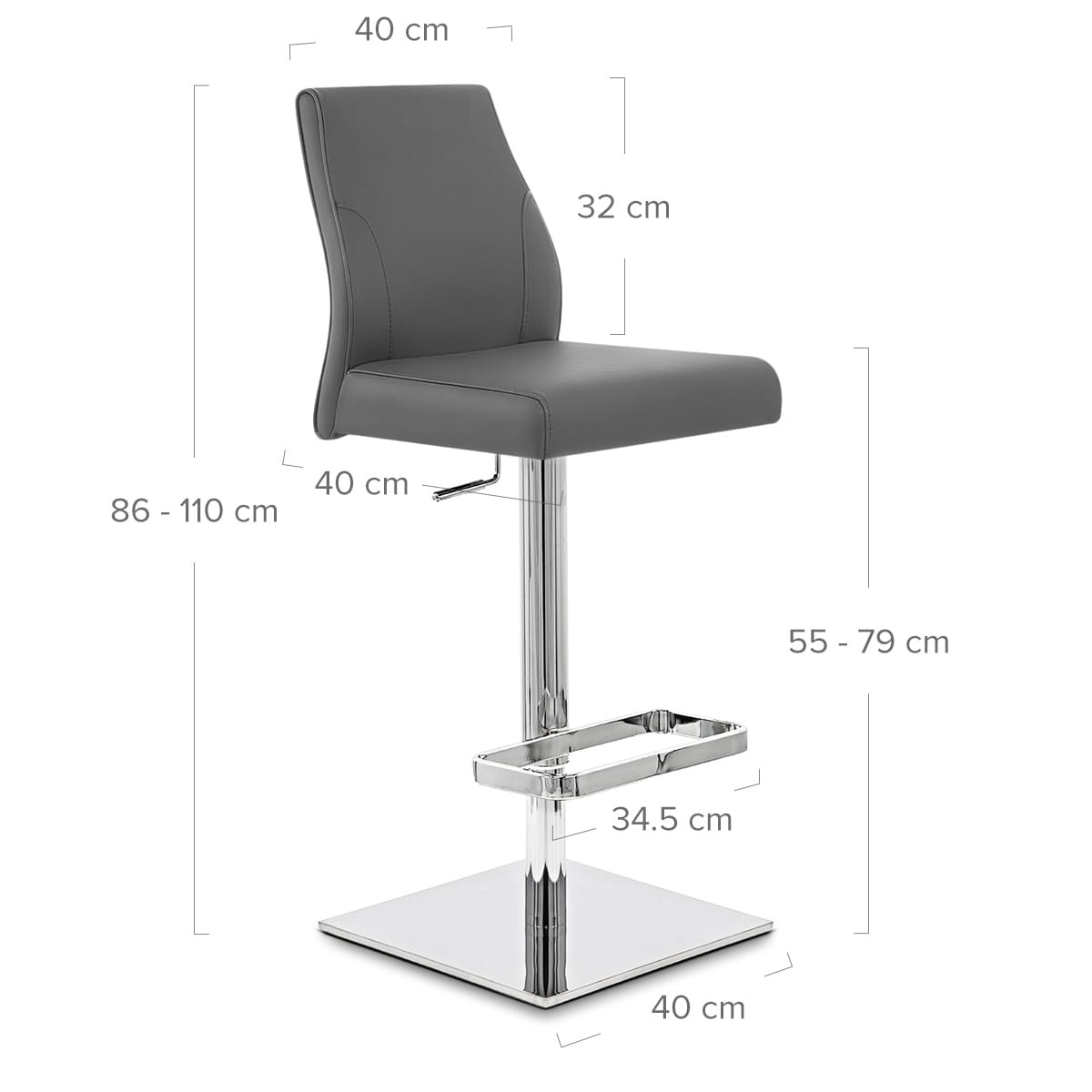 Martello Real Leather Stool Grey