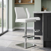 Chaise de Bar Cuir Chrome - Martello Blanc 