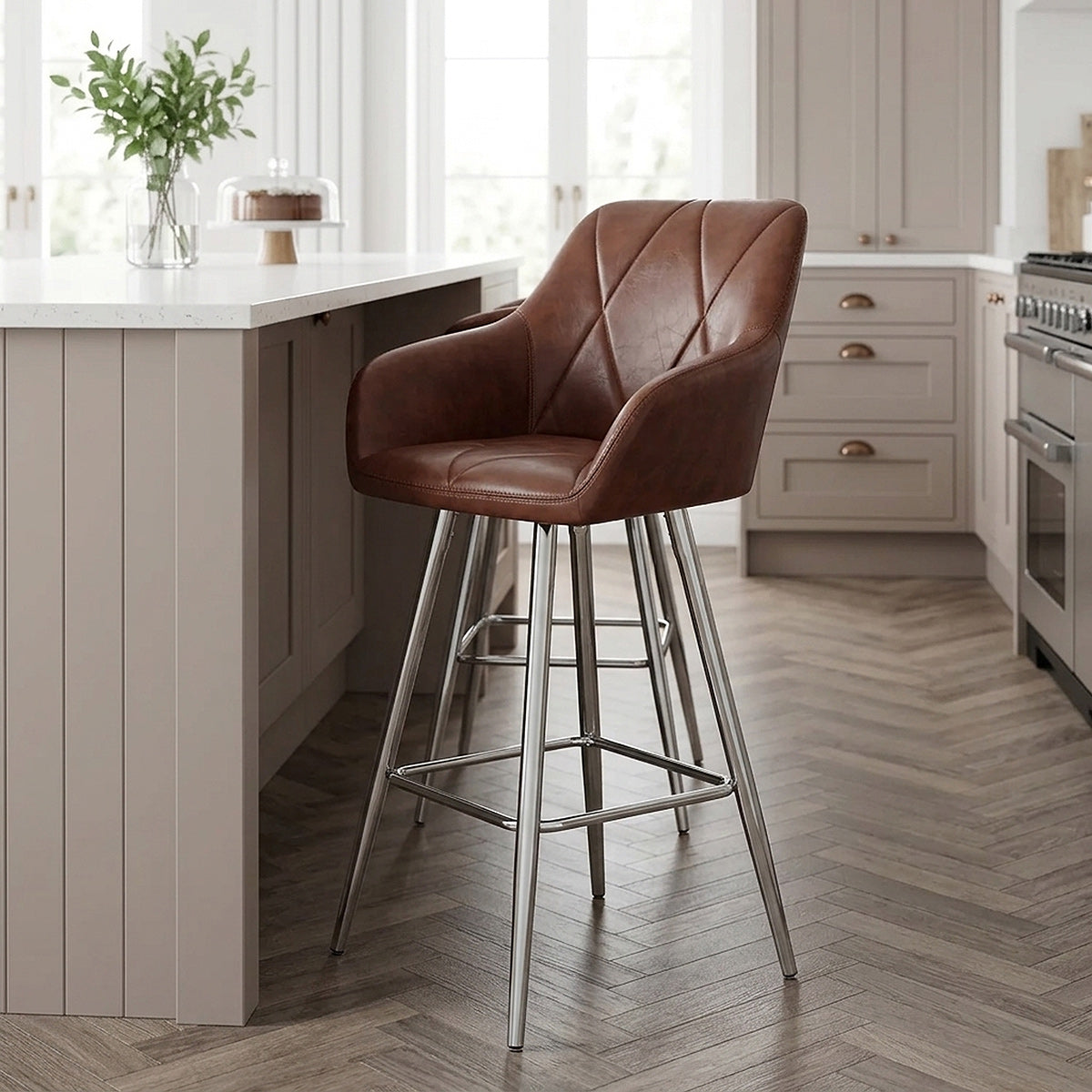 Tabouret de Bar Faux Cuir Antique - Mason Marron 