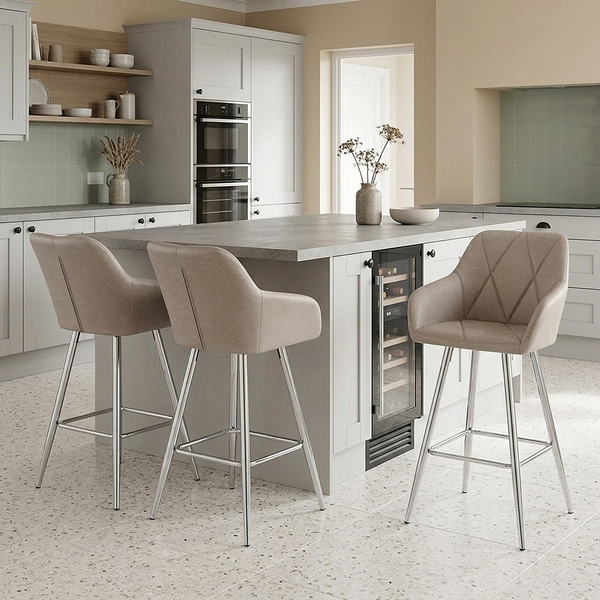 Tabouret de Bar Faux Cuir Antique - Mason Taupe 