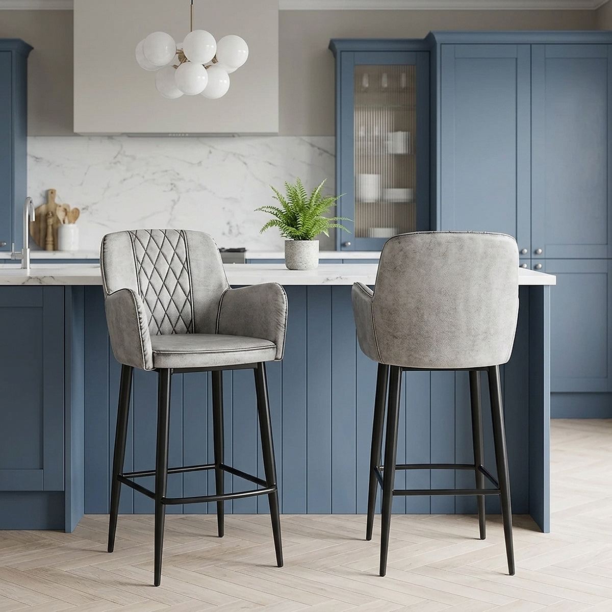 Tabouret de Bar Faux Cuir - Maverick Blanc 