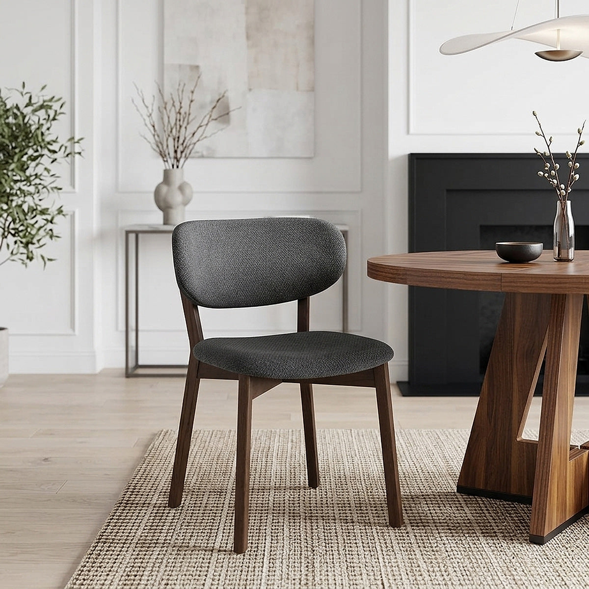 Chaise Chêne Foncé Tissu - Maya Gris Foncé 