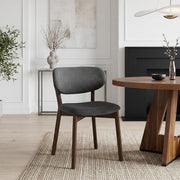 Chaise Chêne Foncé Tissu - Maya Gris Foncé 