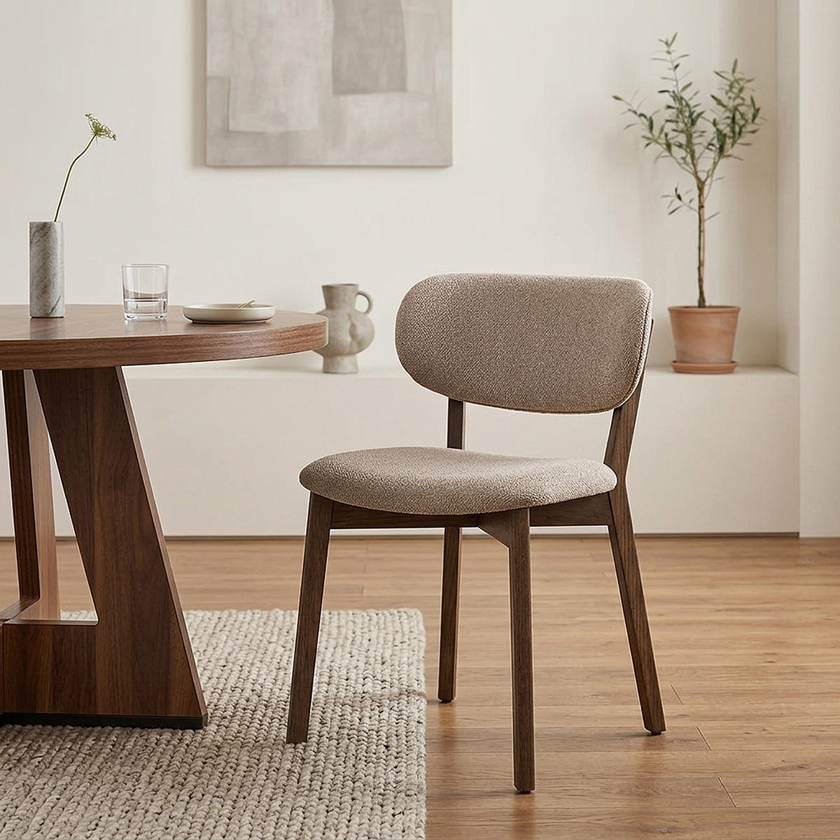 Chaise Chêne Clair Tissu - Maya Taupe 