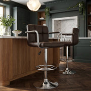 Chaise de Bar Faux Cuir Chrome - Maze Marron 
