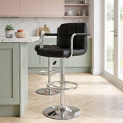 Chaise de Bar Faux Cuir Chrome - Maze Noir 