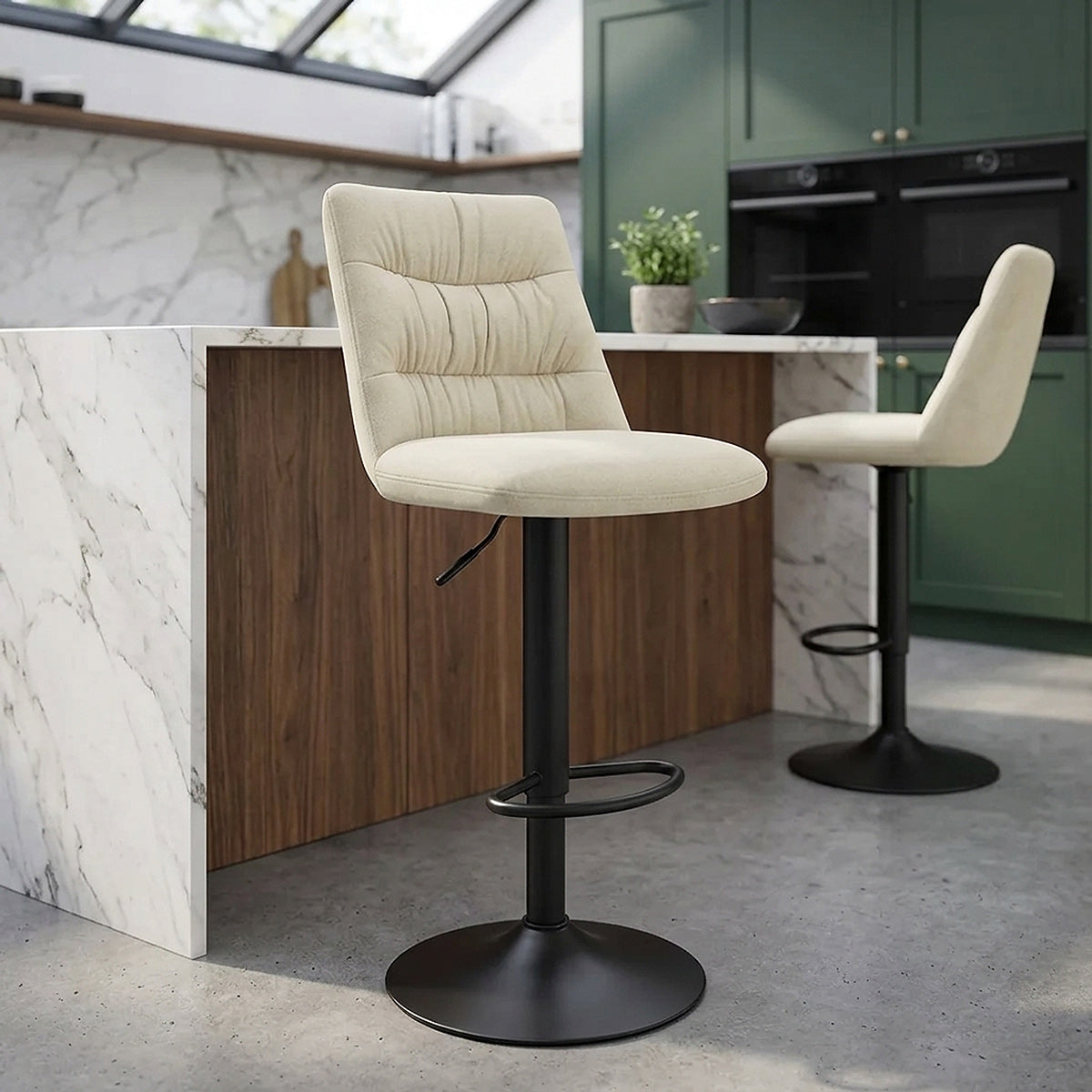 Tabouret de Bar Velours - Mechu Crème 