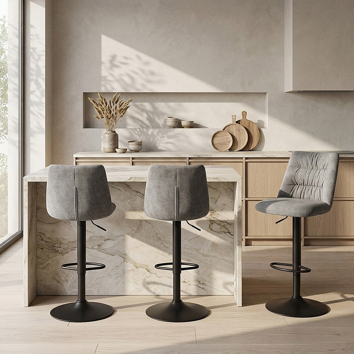 Tabouret de Bar Velours - Mechu Gris 