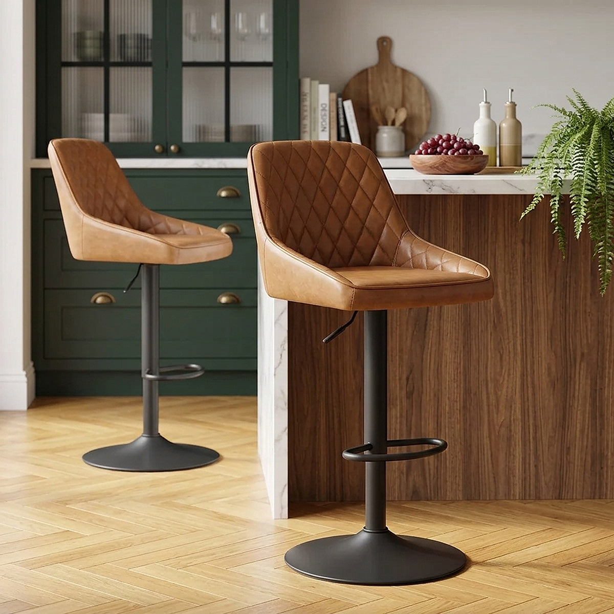 Tabouret Cuir Veritable - Melbourne Marron 