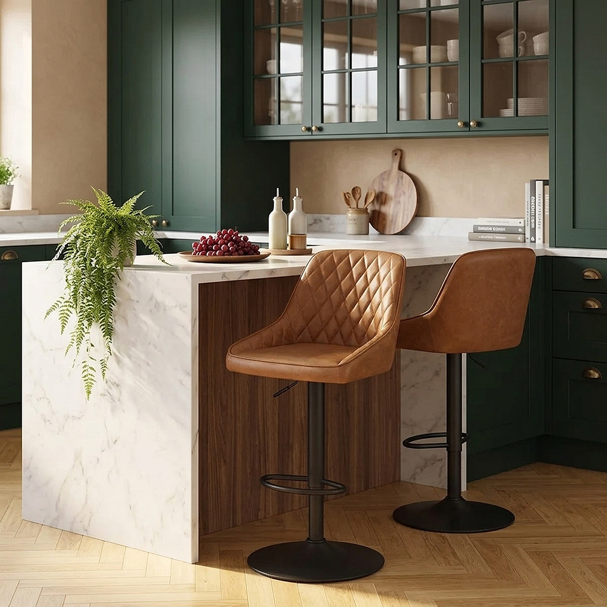 Tabouret Cuir Veritable - Melbourne Marron 