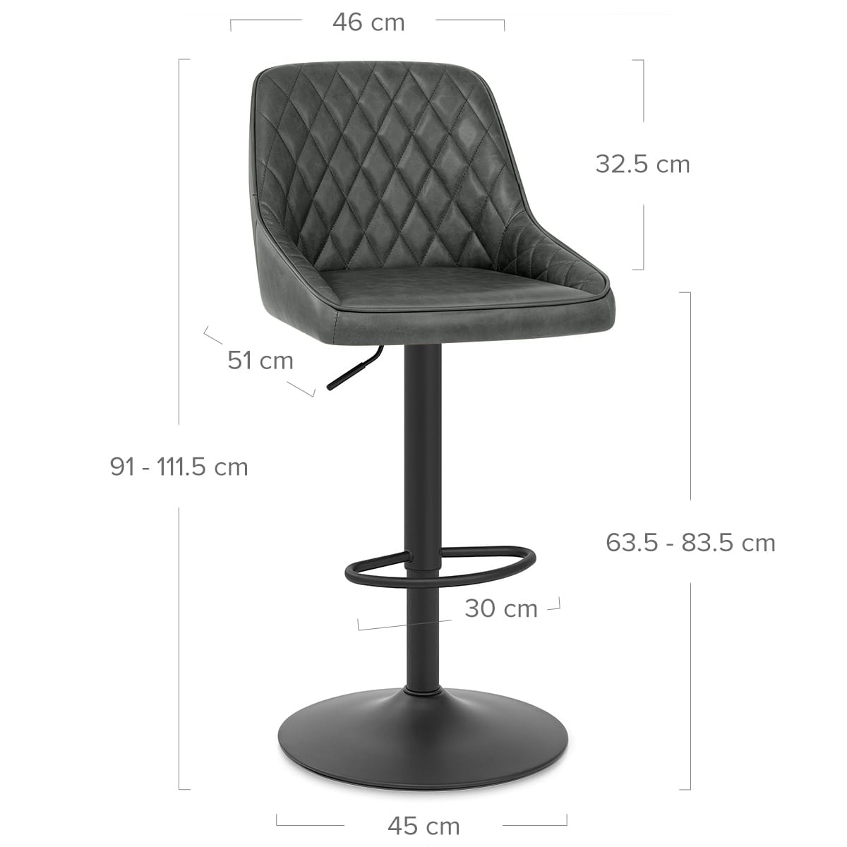 Melbourne Real Leather Stool Antique Slate