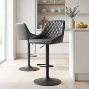 Tabouret Cuir Veritable - Melbourne Gris Foncé