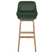 Miami Wooden Stool Green Velvet