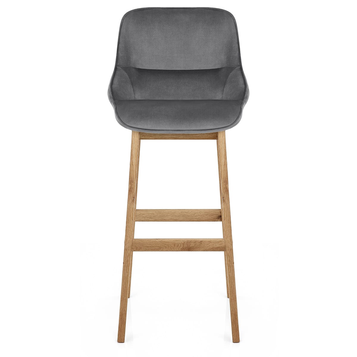 Miami Wooden Stool Grey Velvet