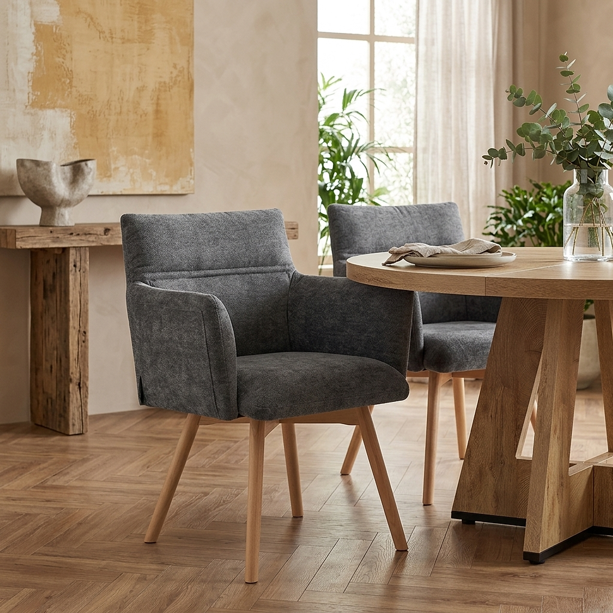 Chaise Tissu - Mica Gris Foncé