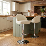 Chaise de Bar Faux Cuir Chrome - Mimi Crème 