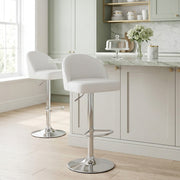 Chaise de Bar Faux Cuir Chrome - Mimi Blanc 