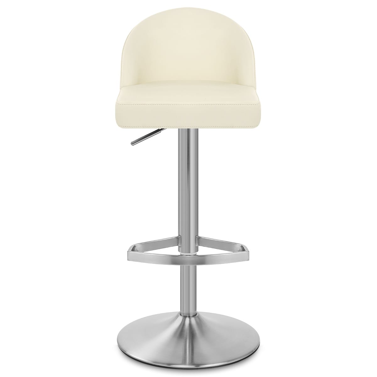 Chaise de Bar Cuir Chrome Brossé - Mimi Crème 