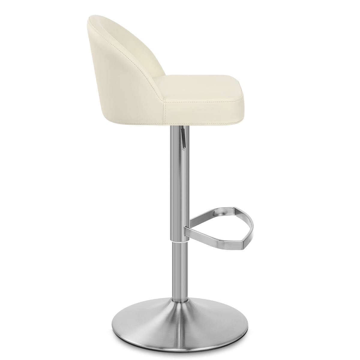 Chaise de Bar Cuir Chrome Brossé - Mimi Crème 