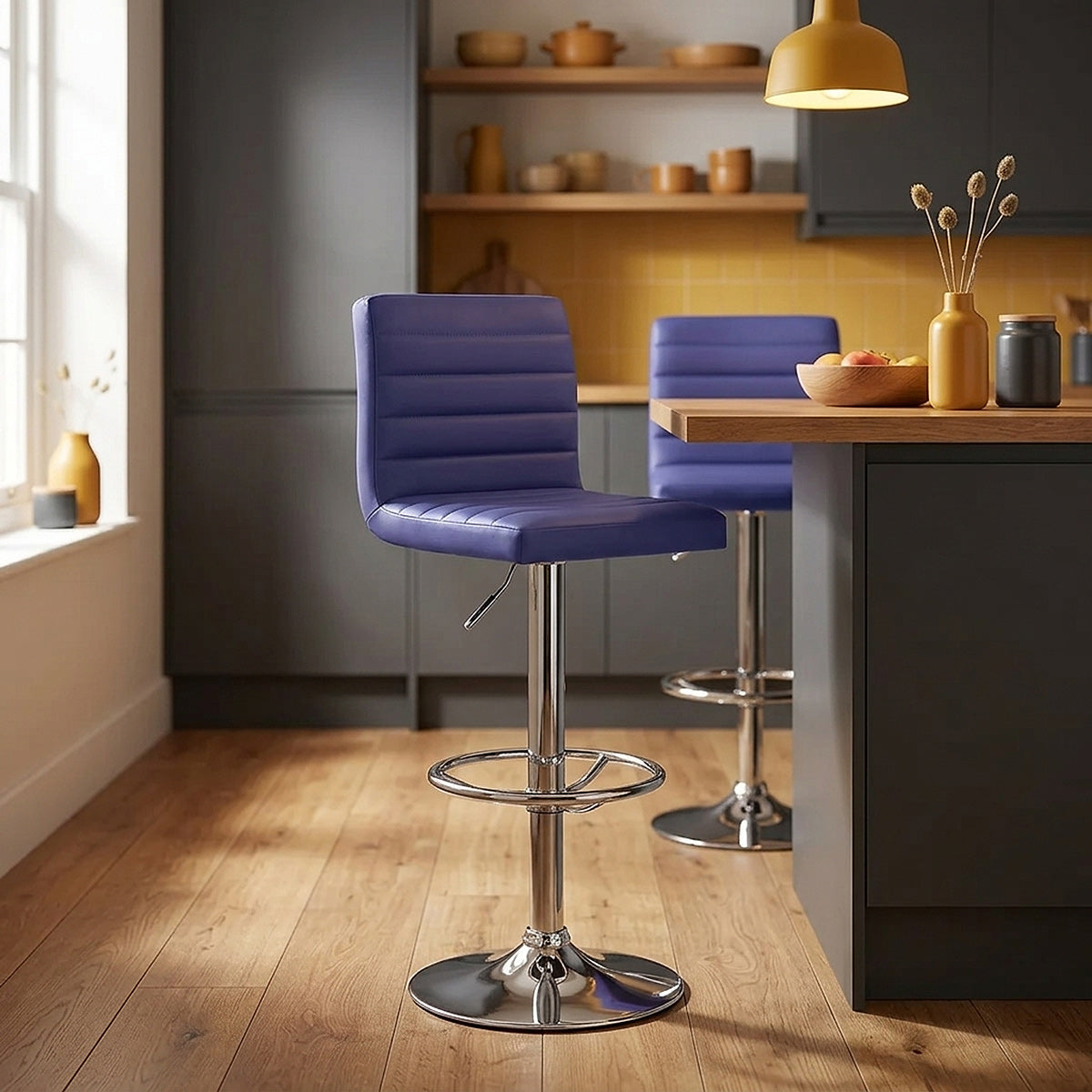 Chaise de Bar Faux Cuir Chrome - Mint Bleu 