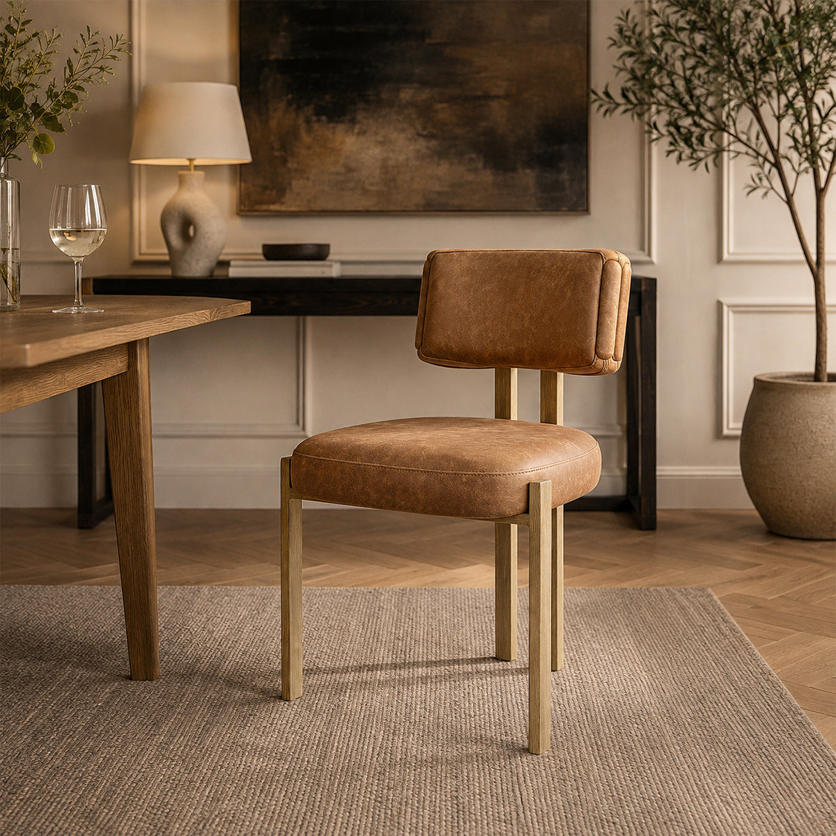 Chaise Métal Faux Cuir - Mira Marron